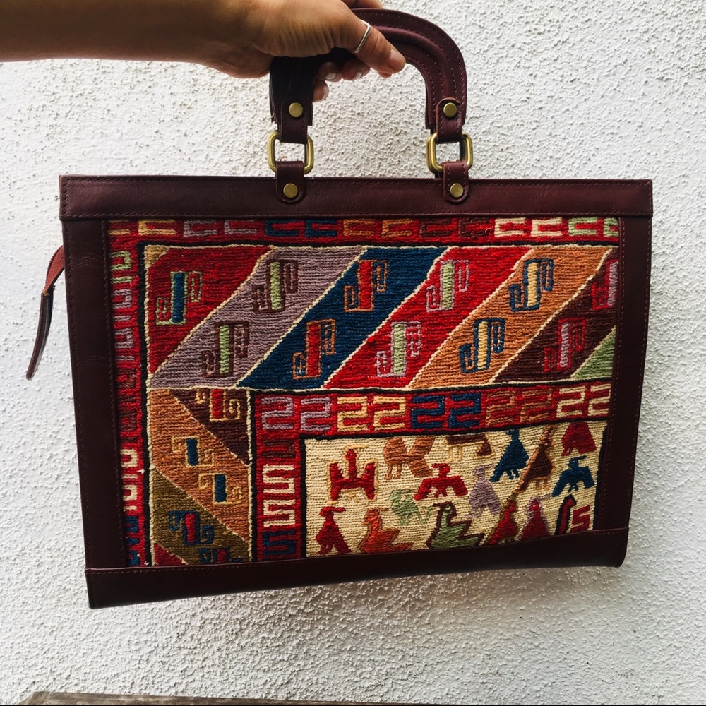 Chic leather Kilim attaché/briefcase